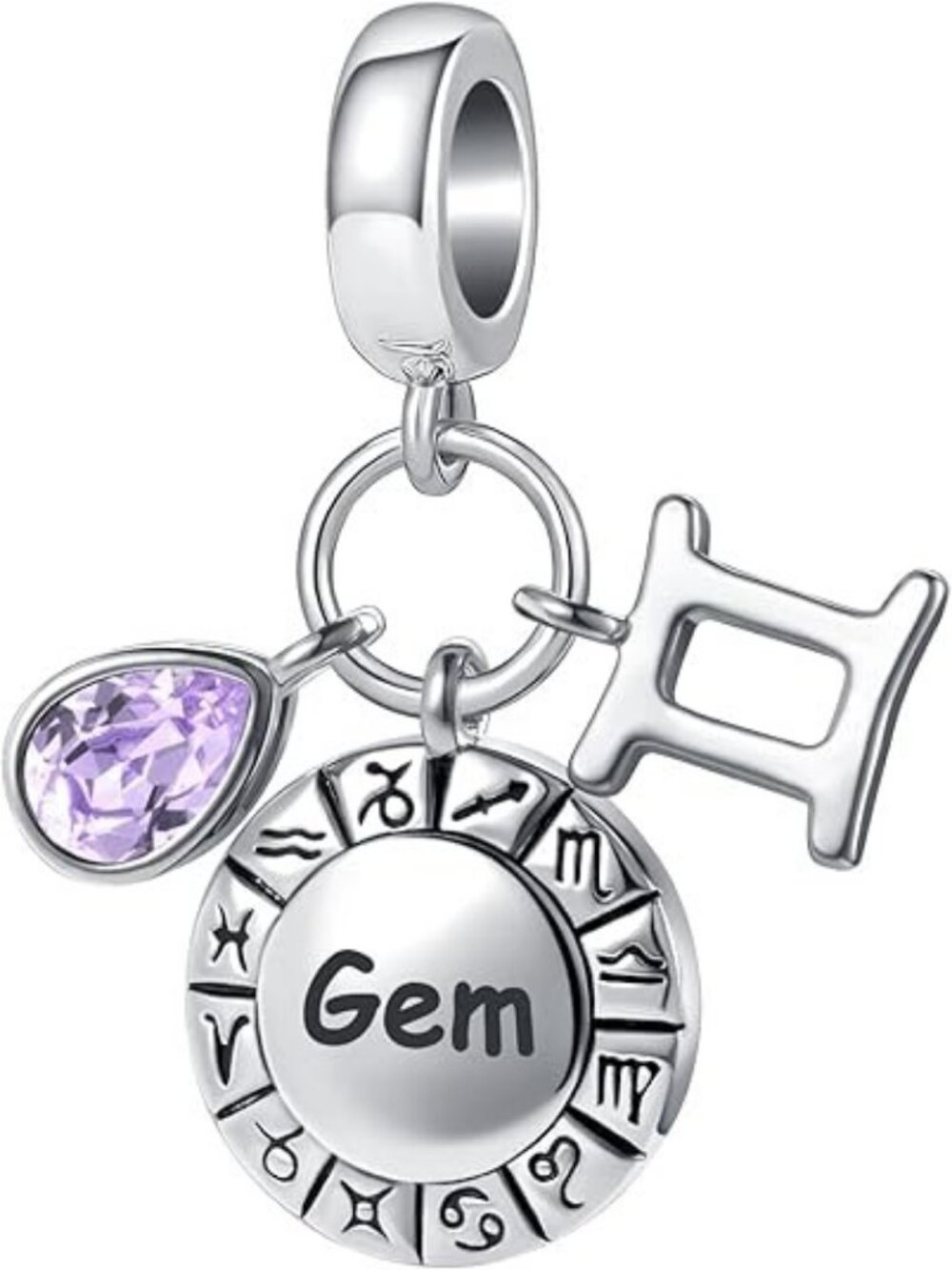 Gemini Zodiac Sign Charm Teardrop Birthstone Bead for Pandora Bracelet